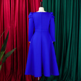 Plus Size Solid Color Square Neck Midi Dress GMLF-3354