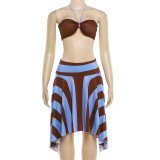Sexy Print Halterneck Two Piece Skirt Set GZJQ-K6S09118A