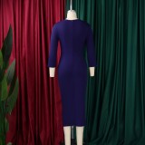 Plus Size 3D Flowers Ruffles Midi Dress GATE-612
