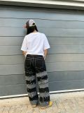 Plus Size Fashion Patchwork Raw Edge Jeans GYLN-1111