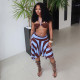 Sexy Print Halterneck Two Piece Skirt Set GZJQ-K6S09118A