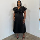 Plus Size Solid Color Ruffles Sleeve Midi Dress NNWF-8169