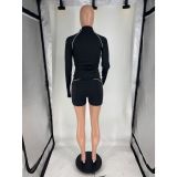 Casual Solid Color Sport Two Piece Shorts Set FOSF-8858