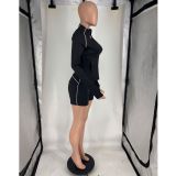 Casual Solid Color Sport Two Piece Shorts Set FOSF-8858