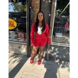 Casual Solid Color Sport Two Piece Shorts Set FOSF-8858