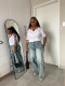 Plus Size Five-Star Raw Edge Straight Jeans GYLN-0013