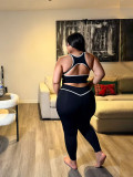 Contrast Color Sleeveless Sport Two Piece Pants Set BMF-888