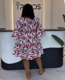 Print Patchwork Ruffles Sleeve Midi Dress NY-11265