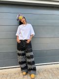 Plus Size Fashion Patchwork Raw Edge Jeans GYLN-1111