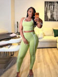 Contrast Color Sleeveless Sport Two Piece Pants Set BMF-888