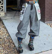 Plus Size Big Pokets Print Loose Jeans GYLN-6080