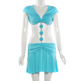 Solid Color Patchwork Two Piece Skirts Set GZJQ-K6D08883A