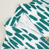 Print Patchwork Ruffles Sleeve Midi Dress NY-11265