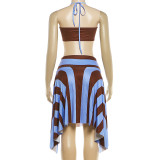 Sexy Print Halterneck Two Piece Skirt Set GZJQ-K6S09118A
