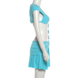 Solid Color Patchwork Two Piece Skirts Set GZJQ-K6D08883A