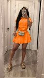 Solid Color Short Sleeve Two Piece Skirt Set TR-1371