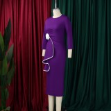 Plus Size 3D Flowers Ruffles Midi Dress GATE-612
