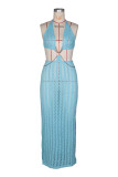 Deep V Neck Backless Knits Maxi Dress ZSD-0350