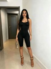 Solid Color Halterneck Tight Romper MEM-88701