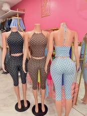 Pre Order: About 7 work days shipping Polka Dot Seventh Pants Suit YUEM-202650