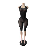 Solid Color Halterneck Tight Romper MEM-88701