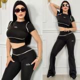 VIP1 Letter Print Short Sleeve Pants 2 Piece Set QYLF-0184