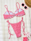 Stripe Tie Up Bikinis 2 Piece Swimsuit CSYZ-G721W