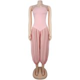 Solid Color Ruched Off Shoulder Jumpsuit BY-7717