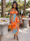 Sexy Print Irregular Backless Maxi Dress BMF-885