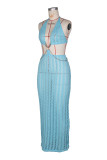 Deep V Neck Backless Knits Maxi Dress ZSD-0350