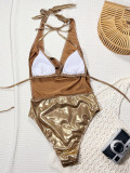 Halterneck Tie Up One Piece Swimsuit CSYZ-G713RX