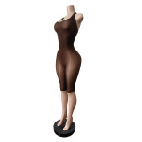 Solid Color Halterneck Tight Romper MEM-88701