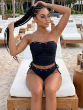 Sexy Solid Color Two Piece Swimsuit CSYZ-G825KY