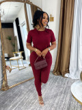 Sport Shrot Sleeve Tops Solid Color Pants Suit BMF-880