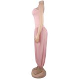 Solid Color Ruched Off Shoulder Jumpsuit BY-7717