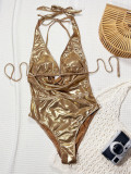Halterneck Tie Up One Piece Swimsuit CSYZ-G713RX