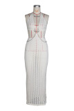 Deep V Neck Backless Knits Maxi Dress ZSD-0350