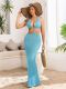 Deep V Neck Backless Knits Maxi Dress ZSD-0350
