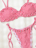 Stripe Tie Up Bikinis 2 Piece Swimsuit CSYZ-G721W