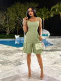 Solid Color High Waist Romper ZSD-0783