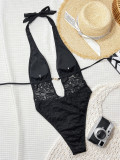 Lace Patchwork Backless One Piece Swimsuit CSYZ-G863RY