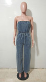 Fashion Denim Wrap Chest Jumpsuit LX-8609