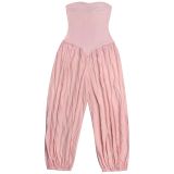 Solid Color Ruched Off Shoulder Jumpsuit BY-7717