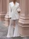 Solid Color Long Sleeve Blazer Mesh Pants Suit AIL-352