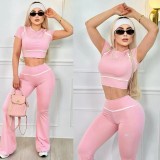 VIP1 Letter Print Short Sleeve Pants 2 Piece Set QYLF-0184