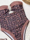 Print V Neck Backless One Piece Swimsuit CSYZ-G682R