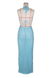 Deep V Neck Backless Knits Maxi Dress ZSD-0350
