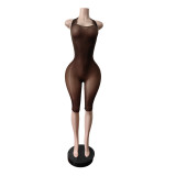 Solid Color Halterneck Tight Romper MEM-88701