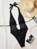 Lace Patchwork Backless One Piece Swimsuit CSYZ-G863RY