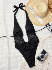 Lace Patchwork Backless One Piece Swimsuit CSYZ-G863RY